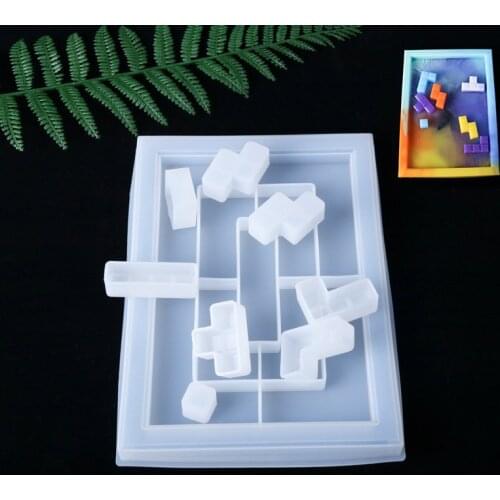 Russian Tetris Silicone Molds DIY Handcraft Resin Casting Molds For Home Decor Game Play UV Epoxy Resin Tray Coaster Mold Kit