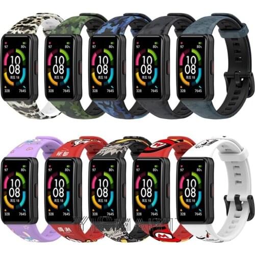 Printed Silicone Strap For Huawei Band 6 pro Smart Watchband Replacement Bracelet For Honor band 6 Watch Strap