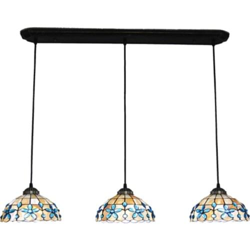3 Lights Modern Vintage Stained Shell Pendant Lamps European Handwork Inverted Hanging Light Corridor Living Room Fixtures PL711