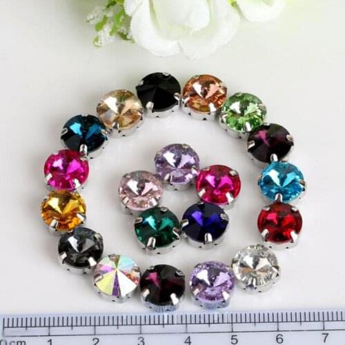 100 Pcs 8mm 10mm 12mm 14mm 16mm Sewing Crystals Claw Rhinestones FlatBack Glass Loose Stones Sew On Strass Crystal For DIY Craft