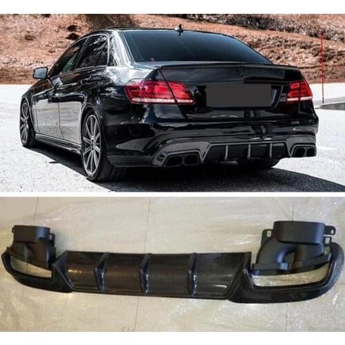 High Quality Carbon fiber Rear Bumper Lip Spoiler Diffuser Cover and Exhaust Tips For Mercedes Benz W212 E260 E300 E63 2014-2017