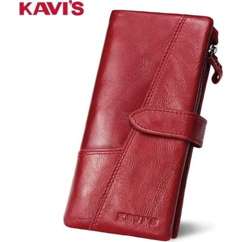 Ladies Genuine Leather Long Fashion Top Layer Cowhide Multi-Card Position Clutch Casual Wallet