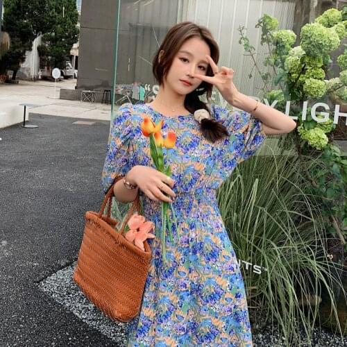 Women Long Floral Chiffon Dress Summer 2021 Runway Tropical Boho Vinatge Fairy Casual Beach Vacation Party Vestido New
