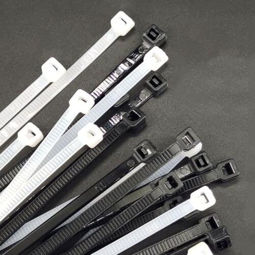 100Pcs 4*100 to 4*300 Self-Locking Cable Ties Black Plastic Nylon Zipper Wraps Strap Fastening Fixing Ring White/Black