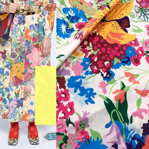 145cm Width Fashion Colorful Flower Imitate Double crepe Fabric For Woman Blouse Summer Dress DIY Sewing