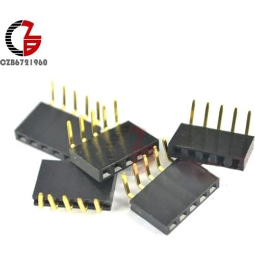 20PCS 1x5Pin Header 2.54mm Pitch Right Angle Female Single Row Socket Connector
