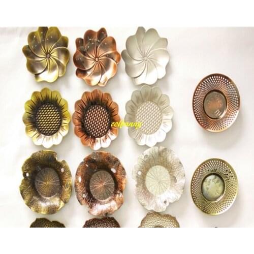 200pcs/lot Sunflower Frog sakura shape Metal Coasters Kongfu Tea Cup Holder Mat Pad drink coasters Table Cup Drinks Mat