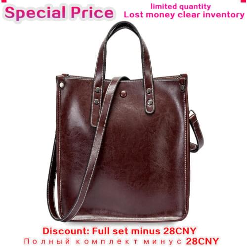 2019 Small Vintage Genuine Leather Pretty Women Handbags Oil Wax Cowhide Female Girl Elegant Crossbody Messenger Tote Bags Purse