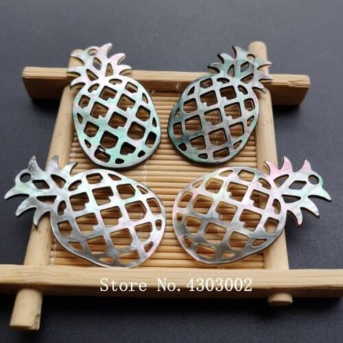 30pcs/lot 23x40mm Natural Hollow Pineapple Mother of Pearl shell for Jewelry Hollow Cut Pineapple MOP Pearl shell for Earrings