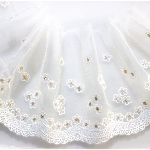 5Yard/Lot Width 15CM Golden Thread Mesh Flower Lace Trim COS Anime Clothes Childrens Wear Wedding Dress Fabric Accessories