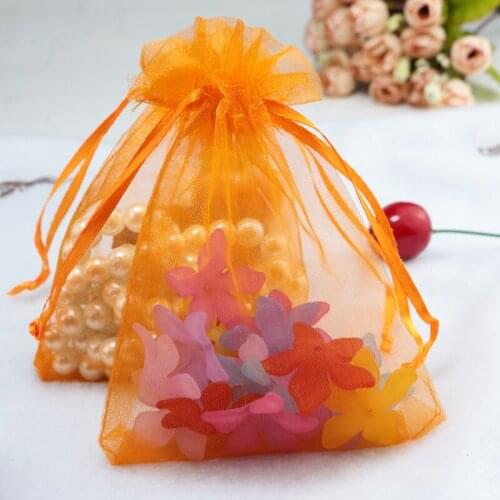 500pcs/lot Wholesle New Orange Drawstring Organza Pouch Gift Bags Fit Wedding Party 20x30cm Free Shipping