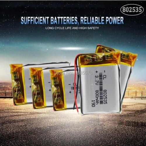 802535 3.7V 800mAh Lithium Polymer Li-Po Rechargeable Battery For bluetooth speaker GPS DVD PDA PDA LED Light Li-ion Cell