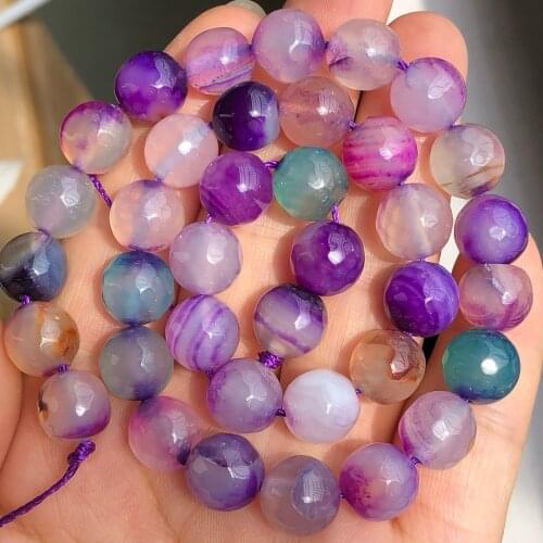 High Quality Natural Faceted Purple Colors Sardonyx Agates Stone Loose Spacer Beads For Jewelry Making Diy Bracelet Accessories