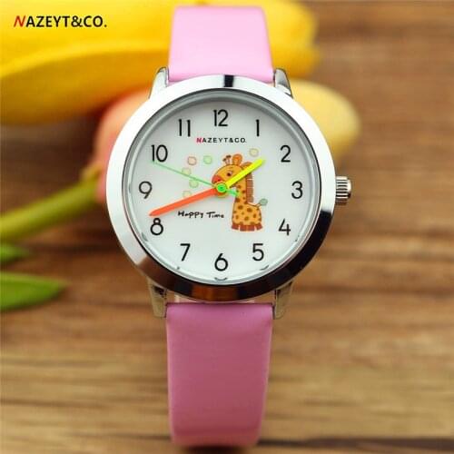 Nazeyt children cartoon watch lovely giraffe dial little student boys girls quartz leather watch Reloj de cuarzo