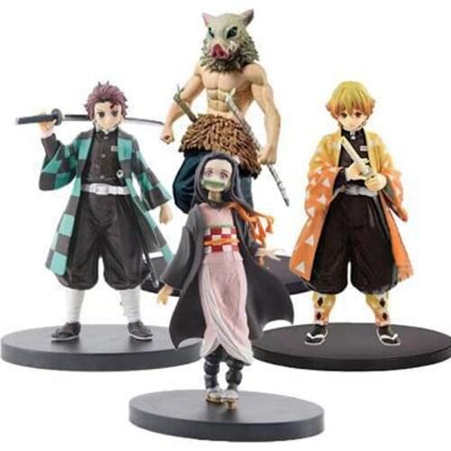 Agatsuma Zenitsu Kamado Nezuko Tanjirou Demon Slayer Kimetsu no Yaiba Anime PVC Action Figures toys Anime figure Toys For gifts