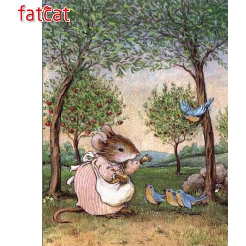 FATCAT Mouse and chick 5d diy diamond painting full square round drill diamond embroidery sale wall decoration AE3061