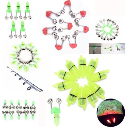 Fluorescent Fishing Rod Pole Tip Clip Twin Bell Alarm Alert Ring Glow In The Dark Fishing Tackle Box Accessory tool