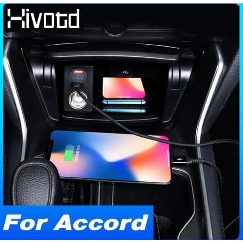 Hivotd Wireless Charger QI Interior Refit Accessories 15W Fast Phone Charging Plate Panel For Honda Accord 2018 2019 2020 2021