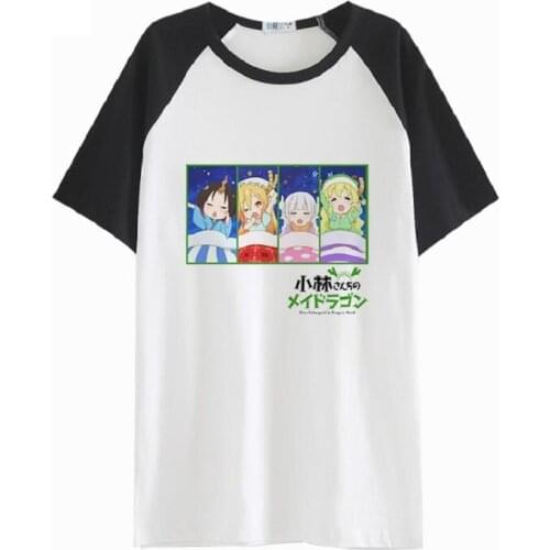 High-Q Unisex Kobayashi-san Chi no Maid Dragon T-shirt tee Krillin KOBAYASHI Kanna Kanagawa cotton loose Tees T-Shirt t shirt
