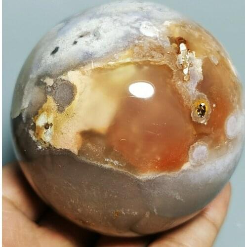 Beautiful natural cherry blossom agate crystal ball natural crystal agate reiki healing as a home decoration gift 60-65mm