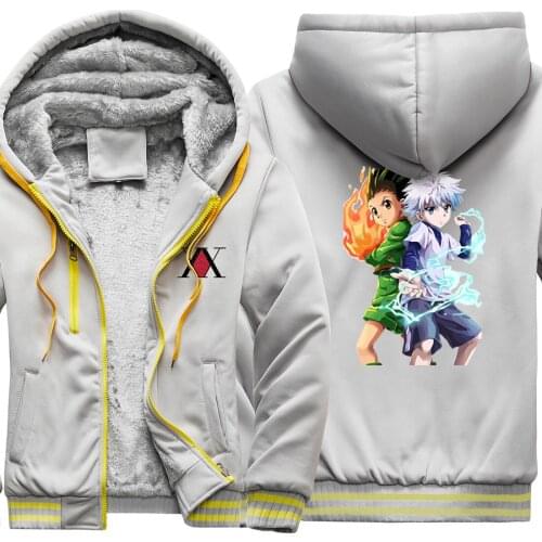 HUNTERXHUNTER Print Keep Warm Mens New Thicken Jackets Man Sweatshirts Fashion Leisure Tracksuits Zipper Retro moletom masculino