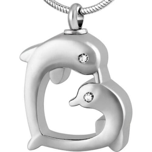 IJD8491 Stainless Steel Double Dolphins CREMATION JEWELRY for Ashes Pendant Necklace Women Accessories Hot Sale