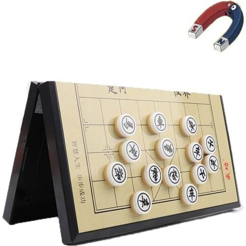 Chinese Chess Xiangqi Magnetic Chinese Chess Traditional Chessboard Foldable Portable Puzzle Chess Games Set Children Adult Game