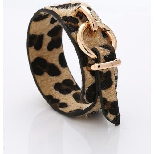 Leopard Leather Bracelets for Women Men 2021 Fashion Bracelets & Bangles Elegant Gothic Wide Wrap Bracelet Jewelry