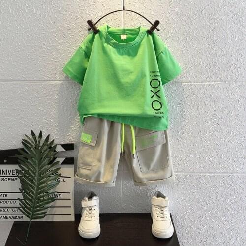 Baby Boy Summer Set, Childrens Clothing Cotton Suit 2021 New Style Baby Clothes Short-sleeved Two-piece Suit Kids Clothes Boys