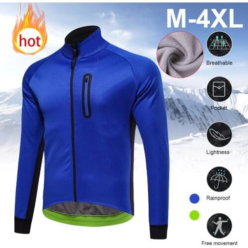 Outdoor Cycling Clothing Fleece Plus Velvet Long-Sleeved Cycling Jacket Sports Winter Windproof Waterproof Warm Windbreaker