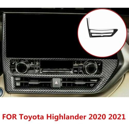 FOR Toyota Highlander 2020 2021 Left Hand Drive Car Navigation Control Panel Air Conditioner Cover ABS Carbon Fiber