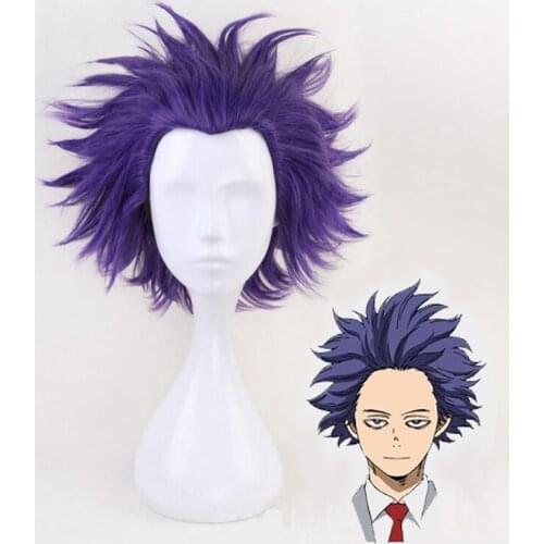 Boku no Hero Academia Shinsou Hitoshi Wig Cosplay Costume My Hero Academia Men Women Short Purple Hair Halloween Wigs
