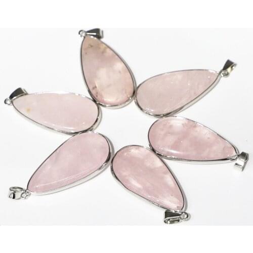 Natural Stone Pendant with Pink Crystal Edging Water Droplets DIY To Make Jewelry, Ladies Necklace Pendants Free Shipping