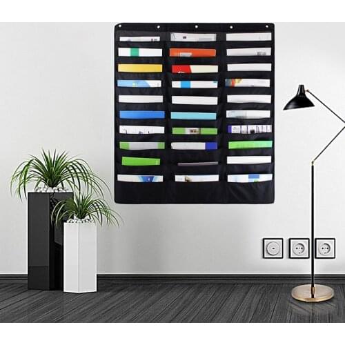 Multi-Pocket Storage Hanging Bag Large Capacity Wall Mounted File Organizer Pocket Chart for Home Office JW