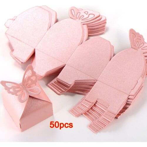 Practical Boutique 50pcs Butterfly Decoration Boite a Dragees Wedding Decoration Baptism Birth Rose