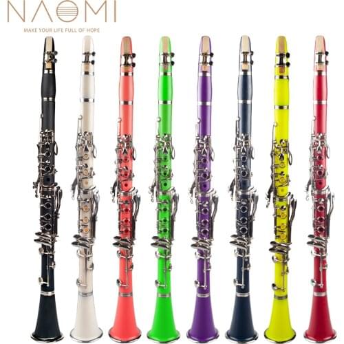 NAOMI Professional Clarinet Bb ABS B Flat Clarinet Set Eight Color Option Bb 2.0/2.5/3.0 Strength Clarinet Reeds Clarinet Stand