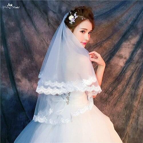 RSV58 Real Pictures Yiaibridal Lace Edge Two Layers Wedding Veil With Comb