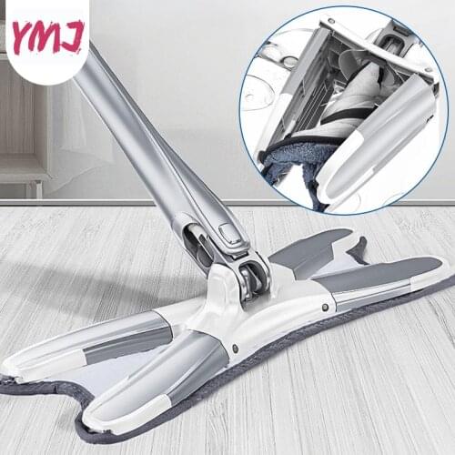 Household Mop Floor Cleaner Long Aluminum Alloy Handle Microfiber Material Strong Water Absorption Free Hand Wash Floor Mop Spin
