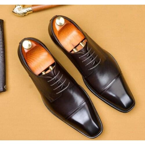 Sipriks Mens Church Shoes Genuine Leather Cap Toe Dress Shoes Boss Business Derby Shoes Lace Up Two Toe Gents Suits Social Shoe