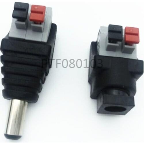 DC Connector for LED Strip Design Clip Spring Connector 5.5*2.1mm Male Female DC Connector Adapter, 5pcs/lot