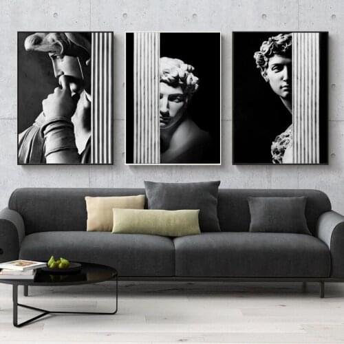 David Statue Sculpture Art Canvas painting Black And White Figure Posters and Prints Abstract Wall Picture for Living Room Decor
