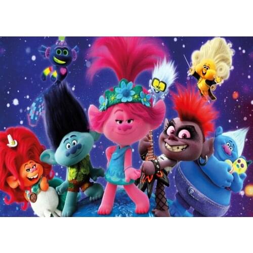 Birthday Background Cloth Trolls Cartoon Elves Children Birthday Party Wall Decoration Four Sizes Photo Background Girl Gift
