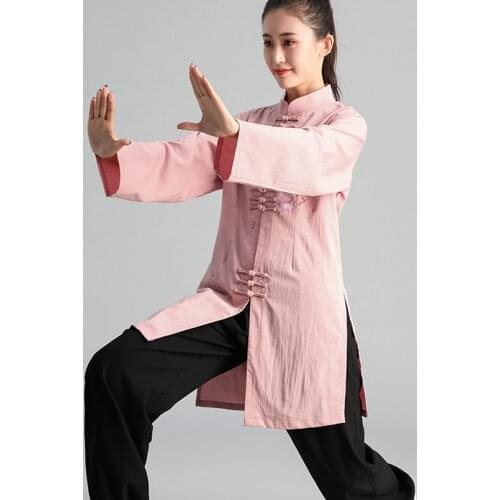 Traditional Tai Chi Clothing Exercise Clothes Men Women Long Martial Arts Practice Performance Clothing Hand Painted Chinese Set