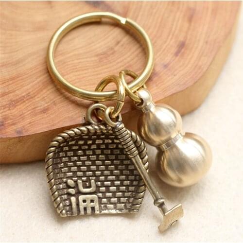 Fortune Chinese Feng Shui Antique Coins Keyring Good Fortune Soild Gourd Cicada Chinese cabbage Keychain Wealth Success Jewelry