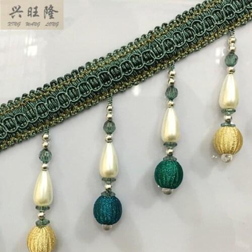XWL 12Yards/Lot 10cm Wide Curtain Accessories Pearl Beads Lace Tassel Fringes Trim Ribbon DIY Curtain Sofa Sewing Stage Decor
