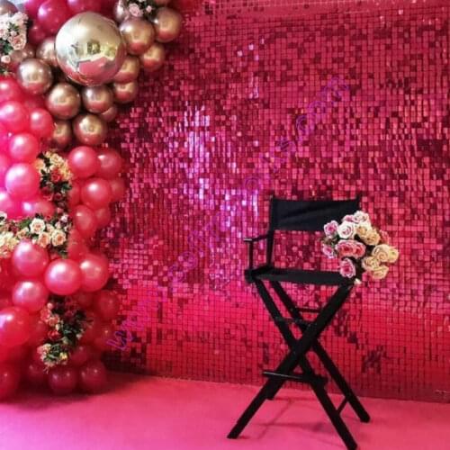 Hot Pink 3d Advertising Sequin Panel Wedding Backdrop Shop Window Background Glam Shimmer Wall Decoration Bling Ceremony Party