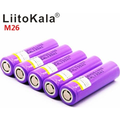 100% original LiitoKala for M26 18650 2600mah 10A ICR18650 m26 2600mAh 3.7v charge 18650 for flashlight power bank