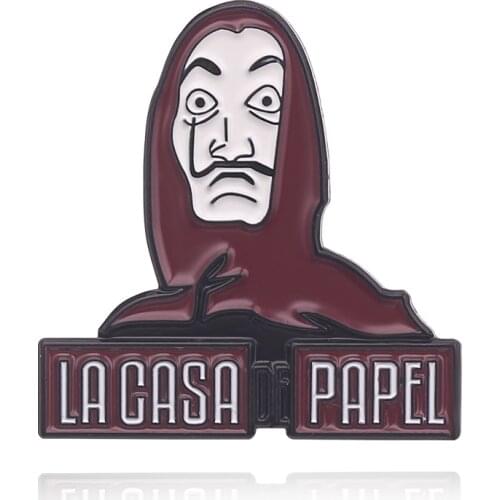 HOT Sale La Casa De Papel Badge Pins Brooch The House of Paper Money Heist Salvador Dali Enamel Brooches Gifts for Fans Souvenir