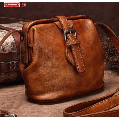 Retro cowhide Women bag Genuine leather small shoulder messenger bag female mini crossbody mobile phone bags 2020 new