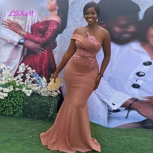 Mermaid Lace Evening Dresses Appliques One Shoulder Long Prom Party Gowns Women Special Occasion Dress Plus Size